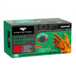 Rękawice nitrylowe mocne Krypton Gripper opakowanie 100 szt. (50 par) pomarańczowe