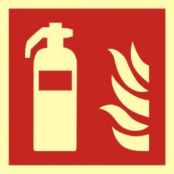 Znak Gaśnica - Znak przeciwpożarowy 15x15 cm (naklejka)